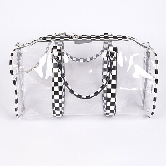 Checker Printed Cleared Duffle Bag - Black - Picture 2 of 5